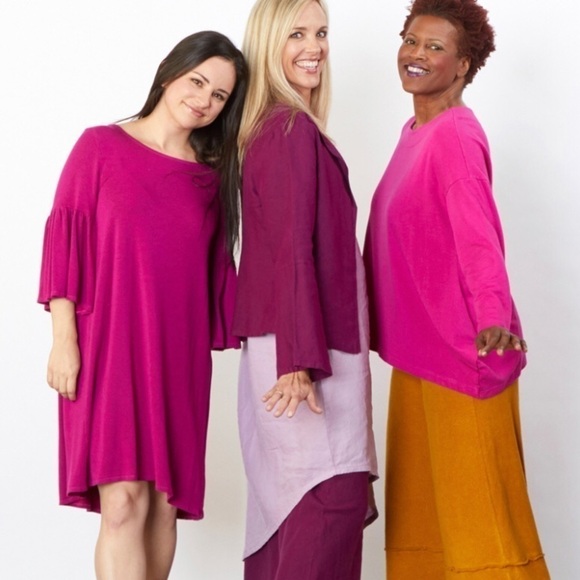 NWT bryn Walker Fuchsia Pink Bell Sleeve Riviera Straight Long Tunic Dress M - Picture 2 of 12